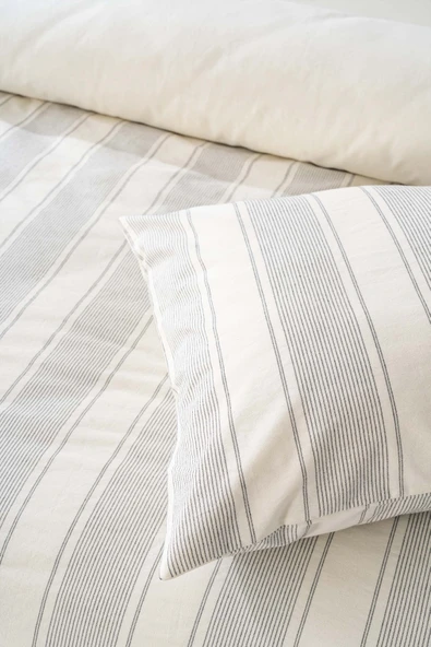 Rivaİstanbul Nenas Antrasit Çift Kişilik Nevresim Takımı 4 Parça %100 Pamuklu - Resim 6