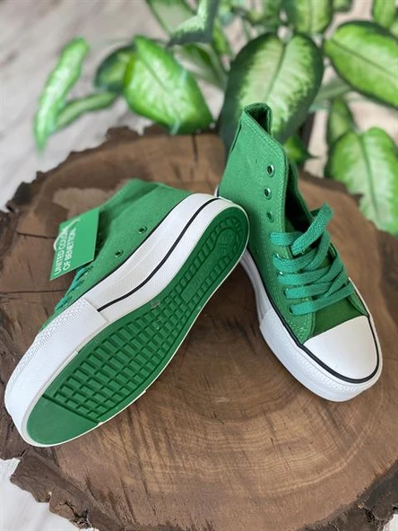 Benetton Yüksek Tabanlı Yeşil Converse Ayakkabı 30939 - 4