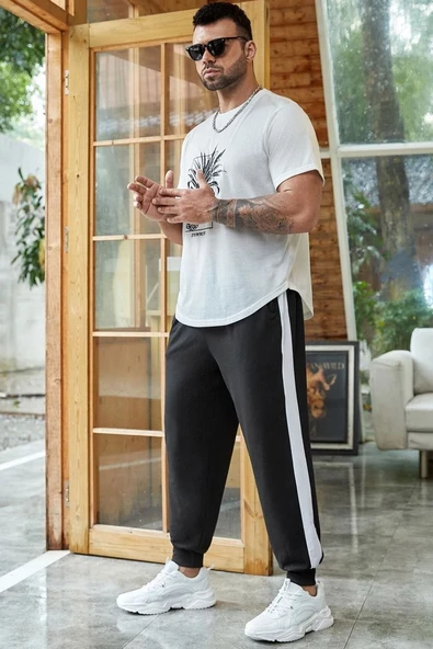 Yan Beyaz Spor Eşofman Altı - 3