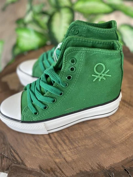 Benetton Yüksek Tabanlı Yeşil Converse Ayakkabı 30939 - 3