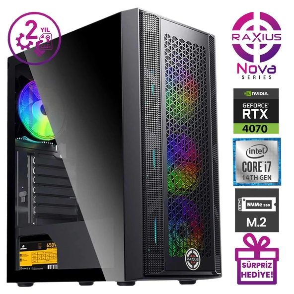 RaXius Nova G1 i7 4070-14KF i7-14700KF 32GB 1TBSSD RTX4070 FreeDOS Gaming Masaüstü Bilgisayar - 2