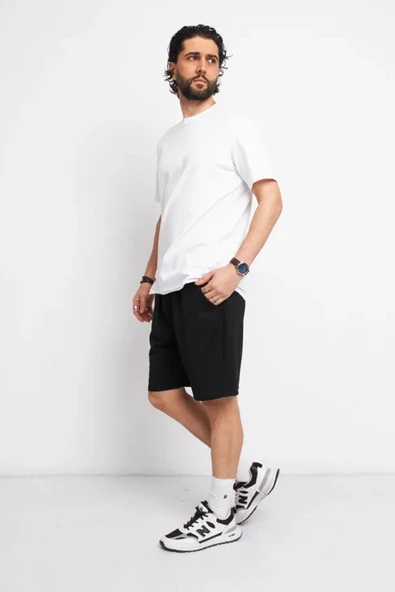 Unisex Pamuklu Rahat Penye Şort - 3