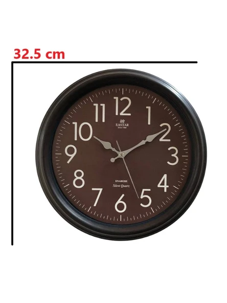 Eastar E3334 Sessiz Akar Saniyeli Modern Mocha Duvar Saati - 1