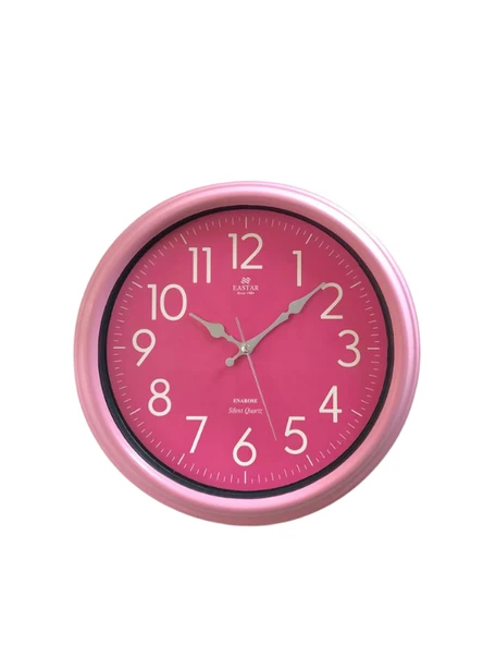 Eastar E3334 Modern Sıcak Pembe Sessiz Duvar Saati - 3