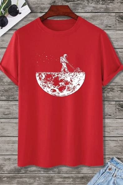 Unisex Uzay Temalı Baskılı T-shirt - Resim 2