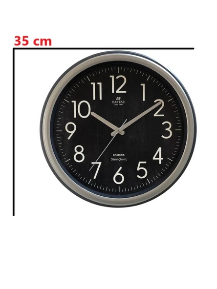 Eastar Sessiz Akar Saniyeli Duvar Saati E3529 Black