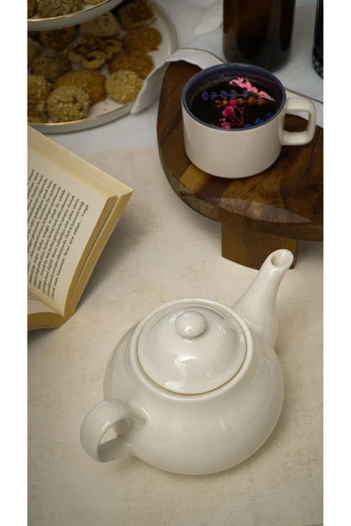 Farika Porselen Şems 760 ml Porselen Süzeksiz Demlik Kırık Beyaz - 3