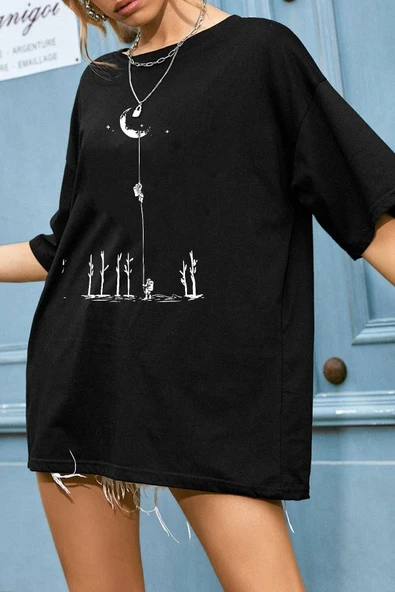 Unisex Uzay Temalı Baskılı T-shirt - 3