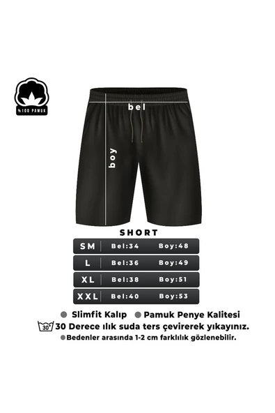 Tasarım Baskılı Pamuk Unisex Penye Short - 4