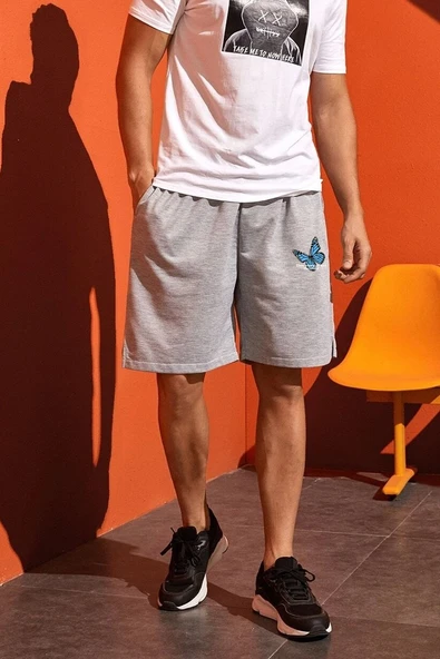 Tasarım Baskılı Pamuk Unisex Penye Short - 3