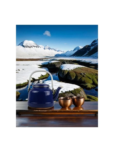 Alev Vintage Emaye Demlik Kettle 1,5Lt Lacivert - 3