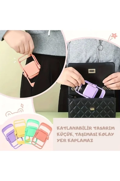 Sevimli Sandalye Telefon Standı, Katlanabilir Taşınabilir Akıllı Telefon Tutucu - 5