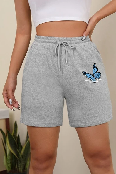 Tasarım Baskılı Pamuk Unisex Penye Short - 2