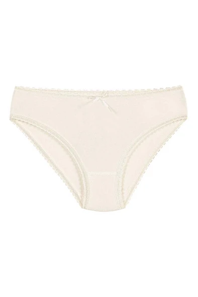 6 Adet Yıldız Bayan Bambu Dantelli Bikini Külot Ekru 3882
