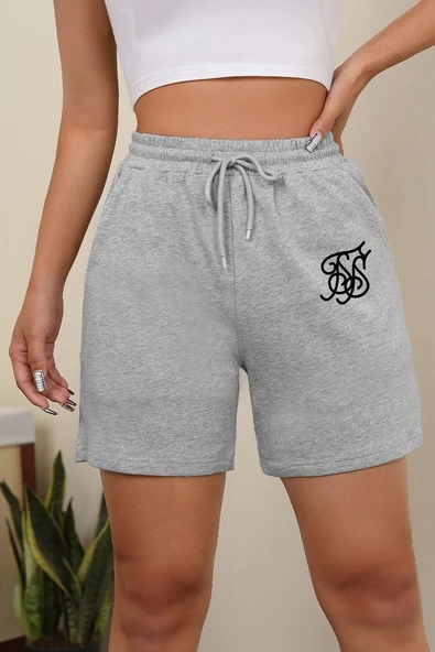 Tasarım Baskılı Pamuk Unisex Penye Short - 3