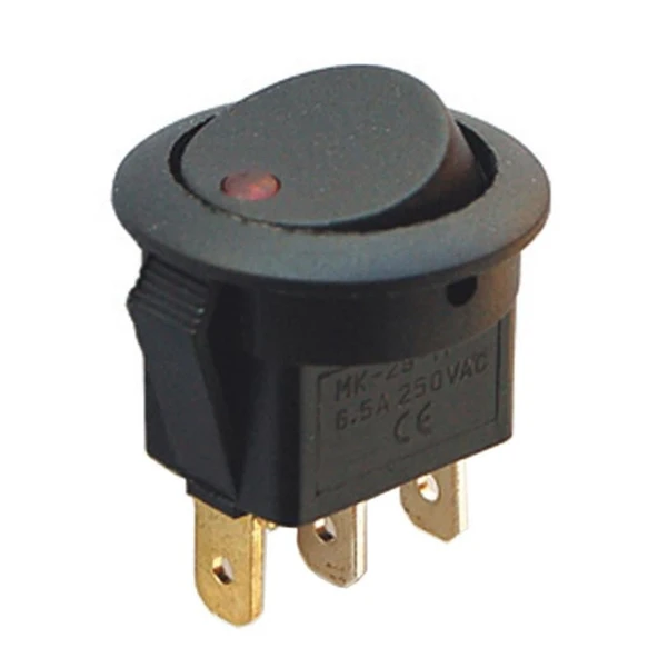 IC-132A Yuvarlak Nokta Işıklı On-Off 3 Pin 250 Volt Anahtar