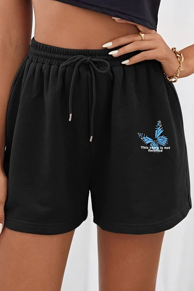 Tasarım Baskılı Pamuk Unisex Penye Short - 2