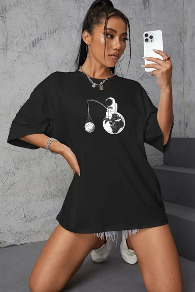Unisex Uzay Baskılı T-shirt - 2