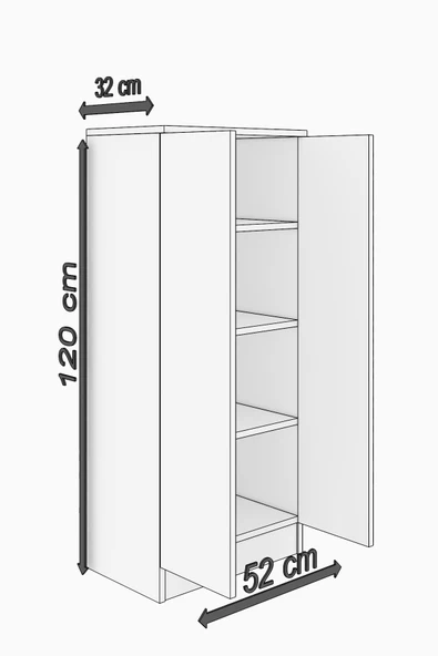 ABETE MOBİLYA Çok Amaçlı Dolap / Atlantik Çam-Beyaz - 4