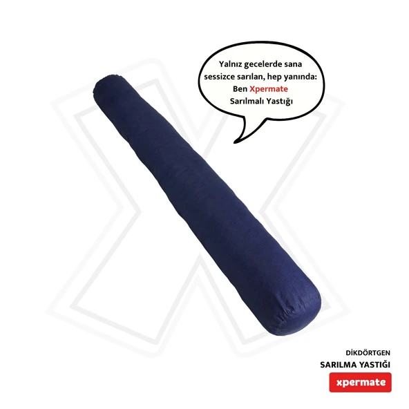 XPERMATE Sarılma Yastığı , Uyku Yastığı , Bacak Arası Yastığı Silindir 150x20 cm Lacivert