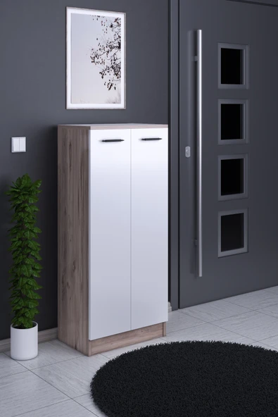 ABETE MOBİLYA Çok Amaçlı Dolap / Atlantik Çam-Beyaz