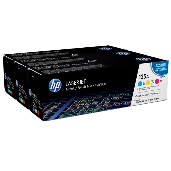 HP 125A Mavi-Kırmızı-Sarı 3lü Takım Toner CF373AM CB541A-CB542A-CB543A ürün görseli 1