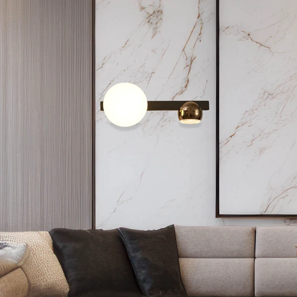 Apliqa Dilay 2'li Siyah Gold 10 Watt Modern, Yatak Başı, Salon Led Aplik ürün görseli