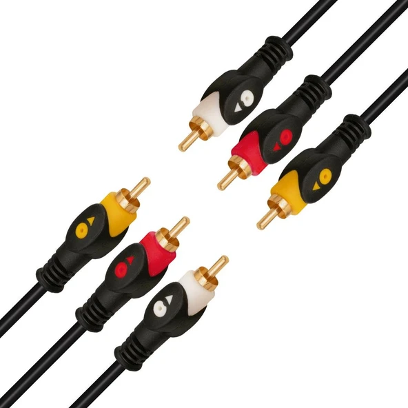 Powermaster 1.5 Metre 3RCA-3RCA Kablo