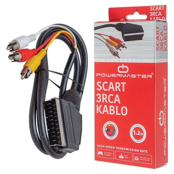 Powermaster Scart 3Rca Standart 1,2 Metre Kablo