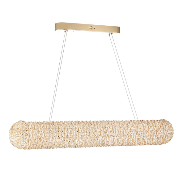 Apliqa Leman Sıralı Gold 40 Watt Kristal Taşlı Salon Sarkıt Avize - Resim 2