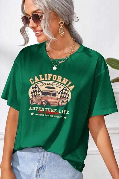 Unisex California Baskılı T-shirt