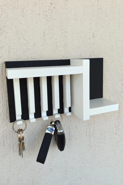 Plodna House Anahtar Askısı 24 X 13 Cm Duvar Süsü Siyah Beyaz Plastik - Resim 8