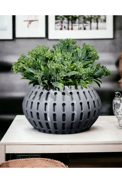 Plodna House Xander Kuru Bitki Saksı Yapay Çiçek Saksı Antrasit
