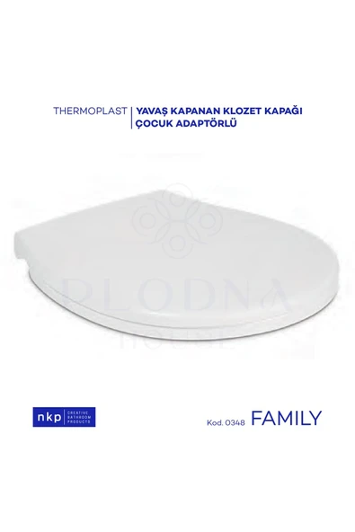 Plodna House Family Oval C Form Çocuk Bebek Oturaklı Çift Kullanım Yavaş Kapanan Klozet Kapağı - 2