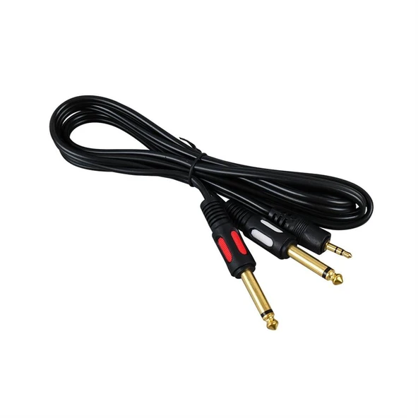 Powermaster PM-4284 3.5 mm Stereo Erkek/2x6.3mm Mono Erkek 1.5 Metre Kablo