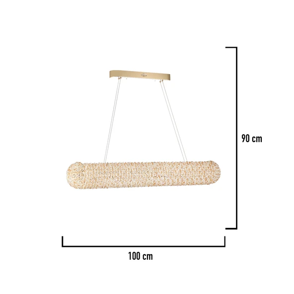 Apliqa Leman Sıralı Gold 40 Watt Kristal Taşlı Salon Sarkıt Avize - Resim 4