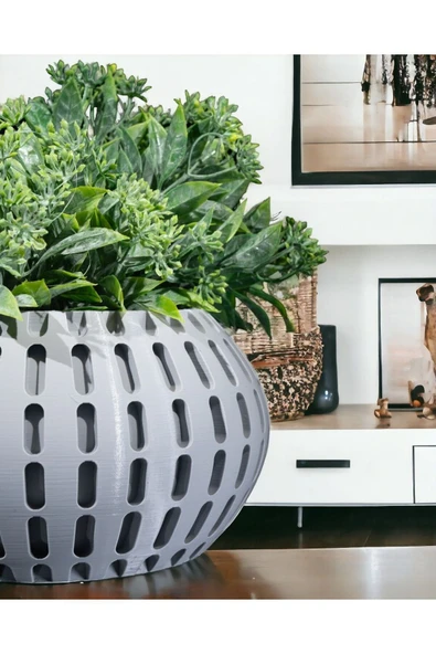 Plodna House Xander Kuru Bitki Saksı Yapay Çiçek Saksı Antrasit - 2