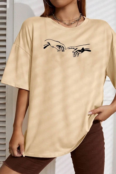 Unisex Michelangelo Baskılı T-shirt - 3