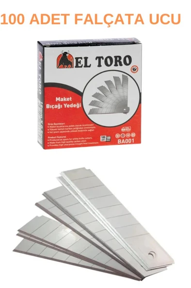 Falçata Maket Bıçağı Yedeği 100 Adet 18MMX0.5MM Kaliteli Genel  Kullanıma Uygun Paketleme Kırtasiye
