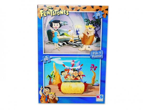 2 li DS Taş Devri Flintstones Puzzle 60 + 35 Parça Yapboz