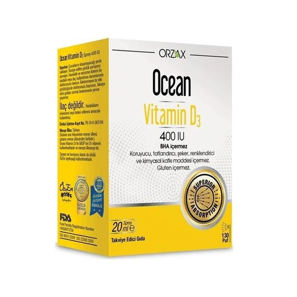 Ocean Vitamin D3 400 IU 20 Ml Sprey-SKT:10/2026