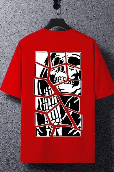 Unisex Skullcracked Baskılı T-shirt - Resim 8