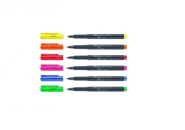 Markör Kalem Neon 6 Renkli Faber Castell Marker Neon Renk 6lı Keçeli Kalem - 2