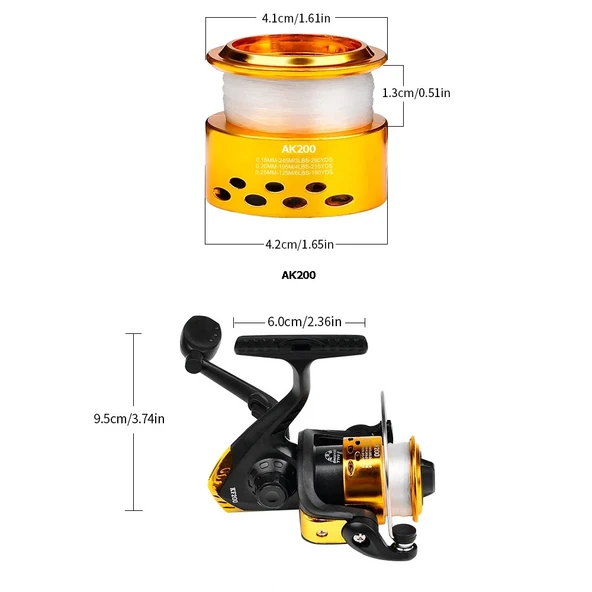 TechTic Olta Makarası AK200 5BB Olta Makinası Misinalı 5 Diş Sağa Sola Değiştirilebilen Çevirme Kolu - 5