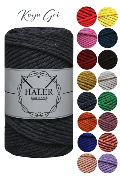 Büklüm 3 Büküm, Taranan Makrome, Pamuk Makrame, Halat İp, Üç Büküm, Hobi İpi, 250 Gr