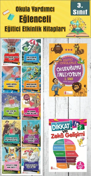 3. Sınıf Okula Yardımcı Eğitici Okuduğumu Anlıyorum - Dikkat ve Zeka Gelişimi - 10 lu Hikaye Seti 2