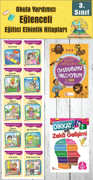 3. Sınıf Okula Yardımcı Eğitici Okuduğumu Anlıyorum - Dikkat ve Zeka Gelişimi - 10 lu Hikaye Seti 3 ürün görseli 1