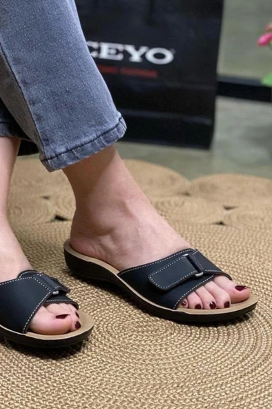 Ceyo 9808-15 Topuk Jelli Anatomik Taban Kadın Terlik Siyah 36-40 - Resim 4