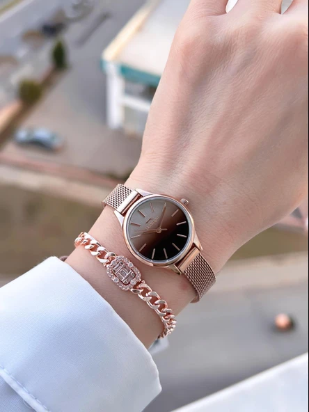 Slazenger Çelik Kordon 2 Yıl Garantili 5 Atm Bileklik Hediyeli Kadın Kol Saati BSL.09.2458.3.05 - Resim 2