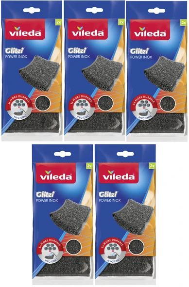 Vileda Power Inox Çelik Bulaşık Sünger (10 Lu Set) (5PK*2)